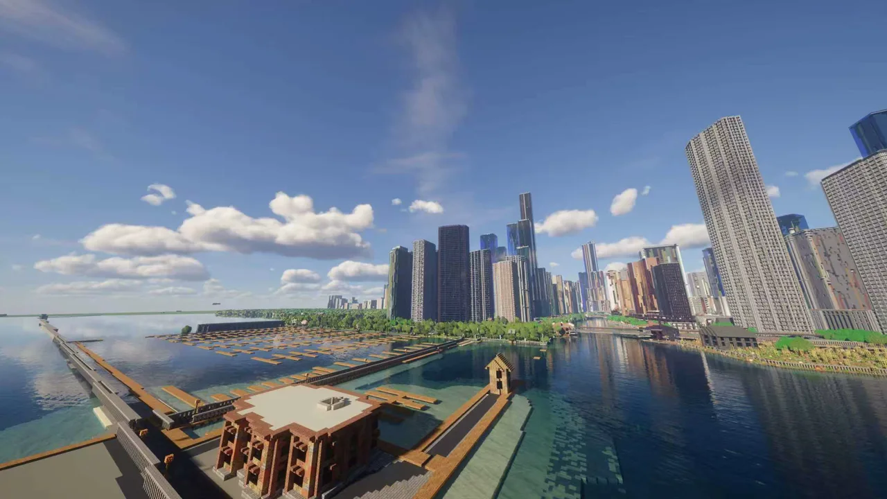 Lakefront piers and marina basins — Chicago Minecraft map preview