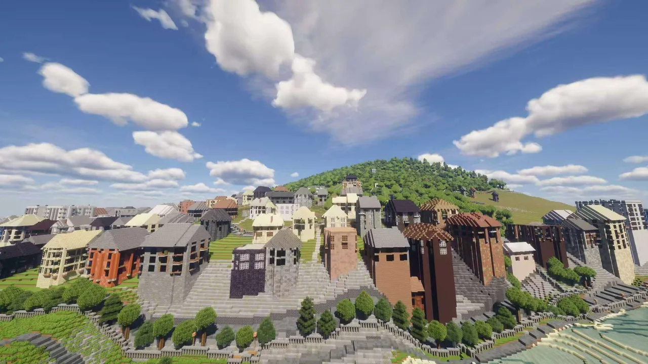 Neckar River corridor — Heidelberg Minecraft map view