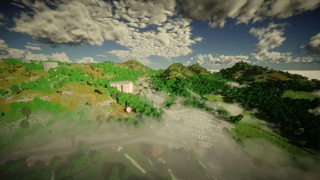 굽은 진입 도로와 주차 구역 — 로스앤젤레스 Minecraft map preview