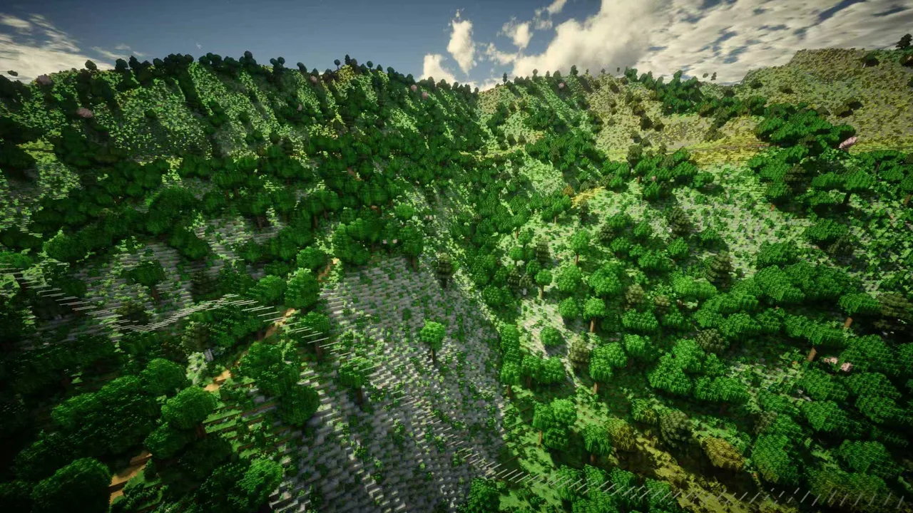 숲이 우거진 능선과 급경사 — 로스앤젤레스 Minecraft map preview