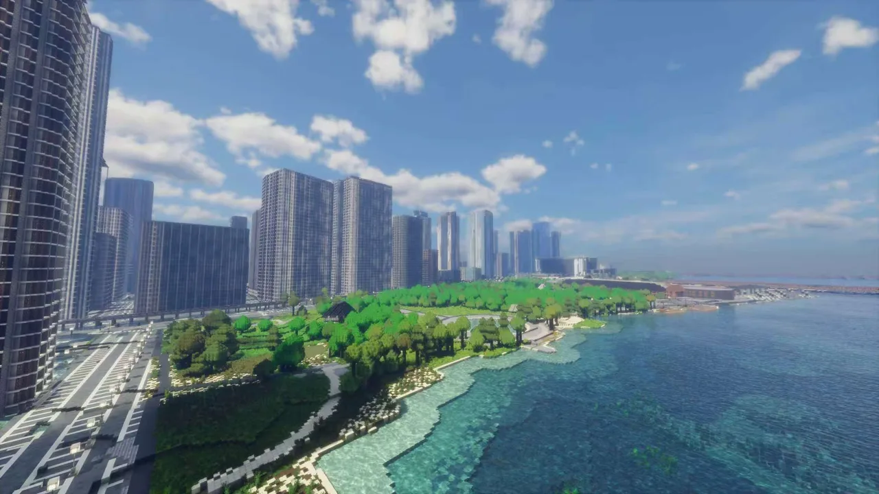 Bayfront Park y orilla de Biscayne Bay — Miami Minecraft map preview
