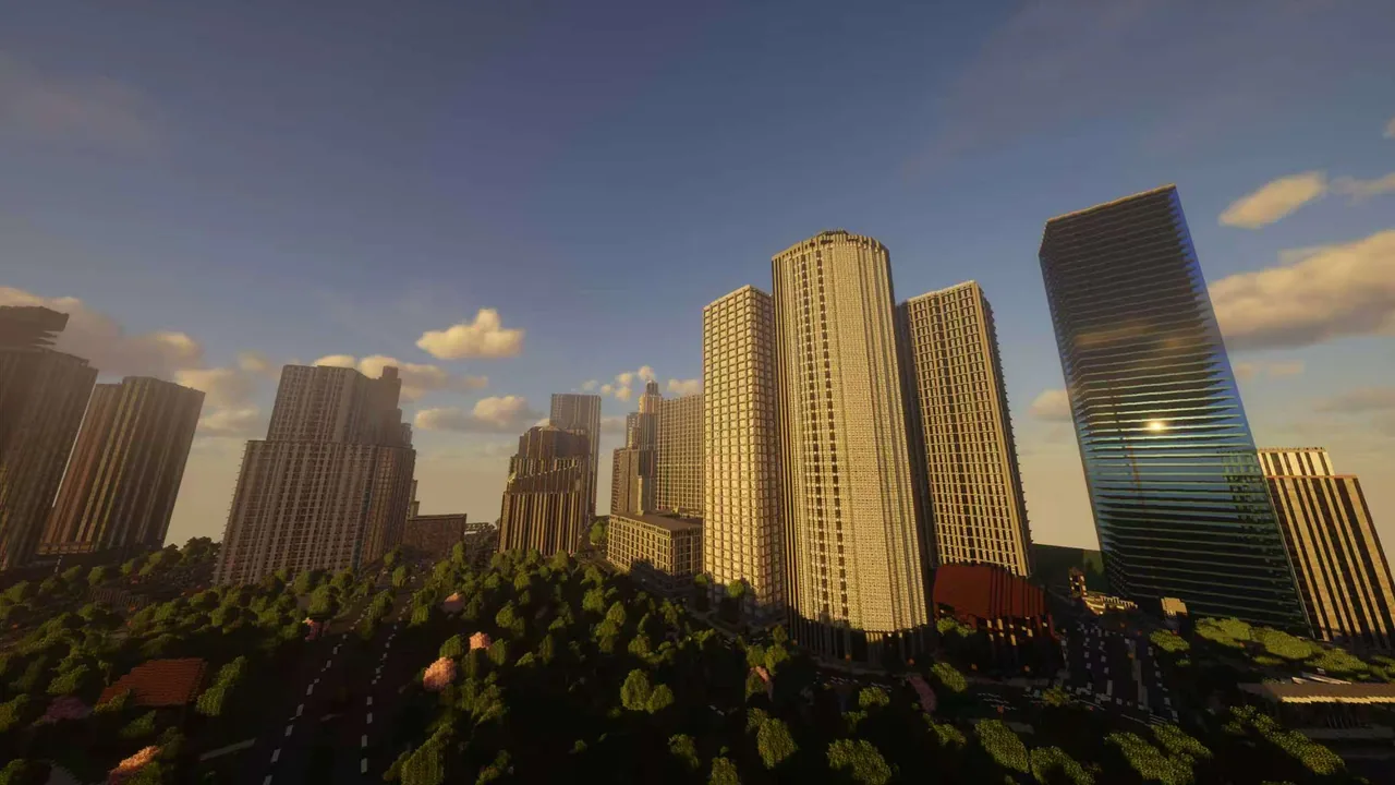 Battery Park and the harbor edge — New York City Minecraft map view