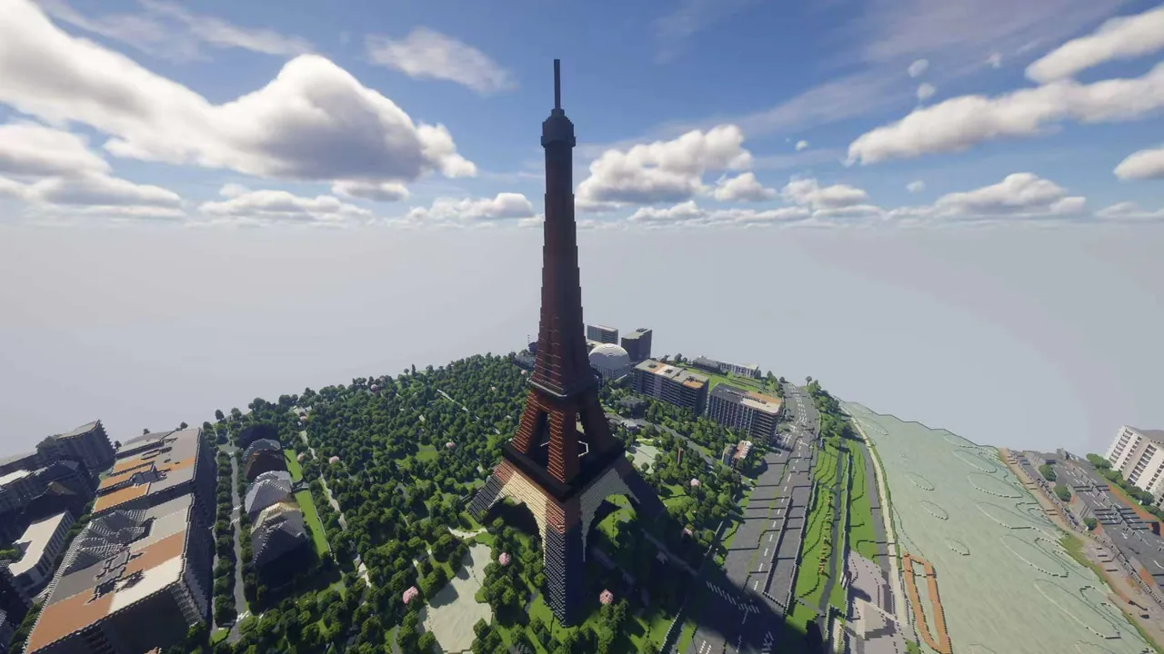 Seine riverbanks — Paris Minecraft map view