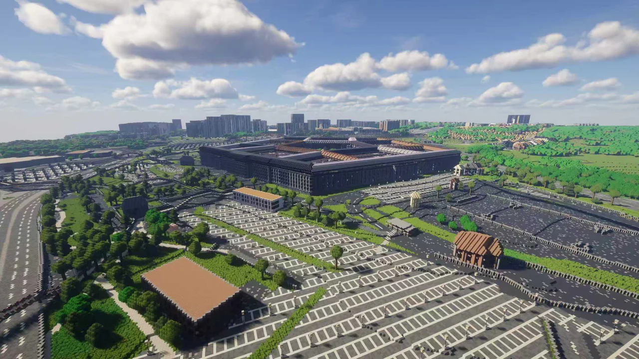 Road and parking network — Pentagon Minecraft map view