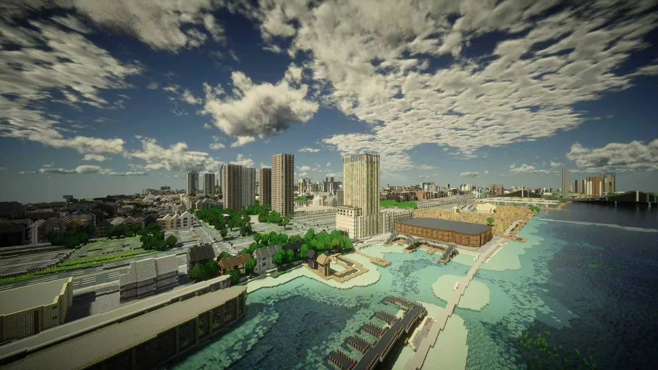 Philadelphia Minecraft Delaware waterfront buildings