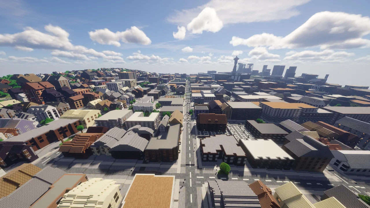 Náhled mapy Minecraft „Seattle“: Space Needle a čtvrť Seattle Center