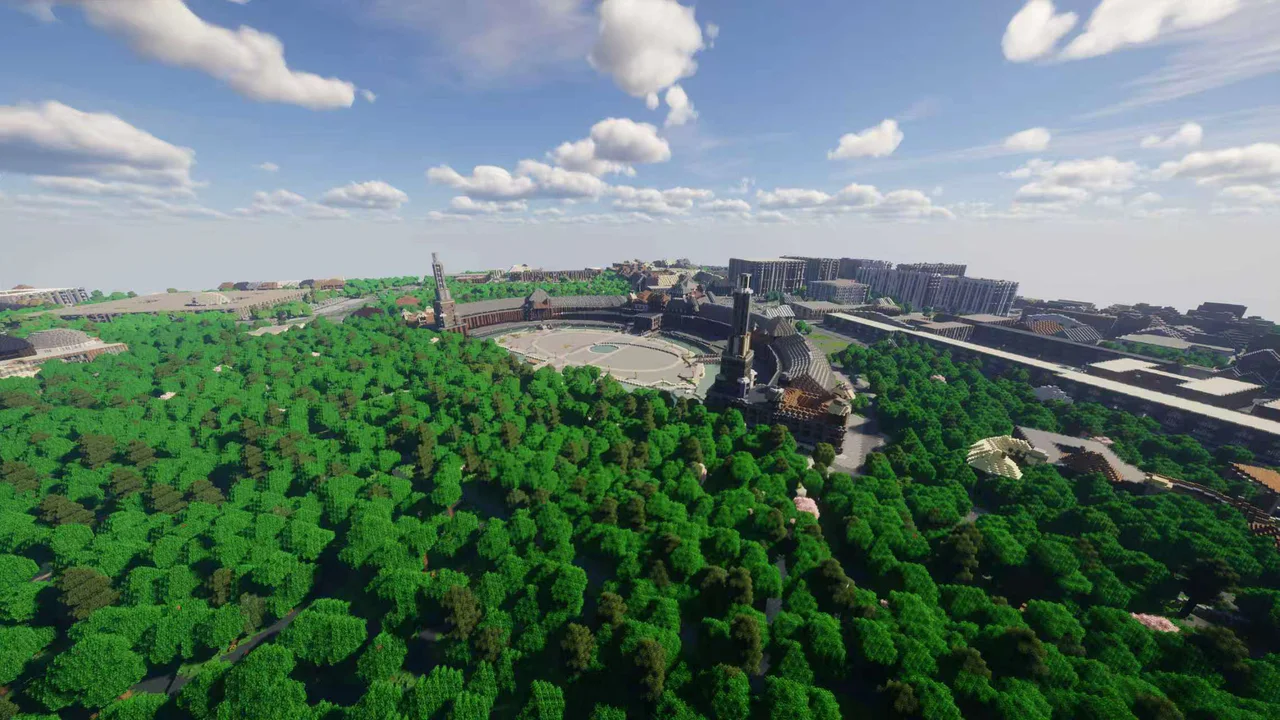 María Luisa parkland — Plaza de España, Seville Minecraft map view