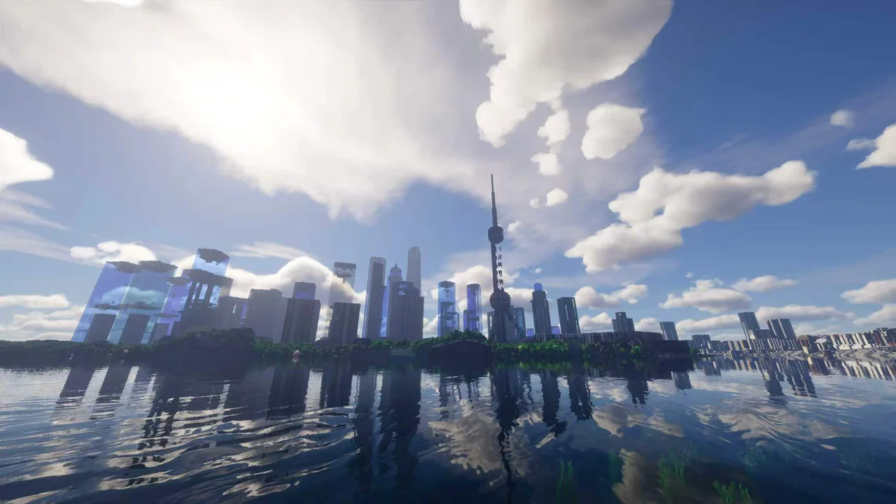 Lujiazui skyline — Shanghai Tower Minecraft map view