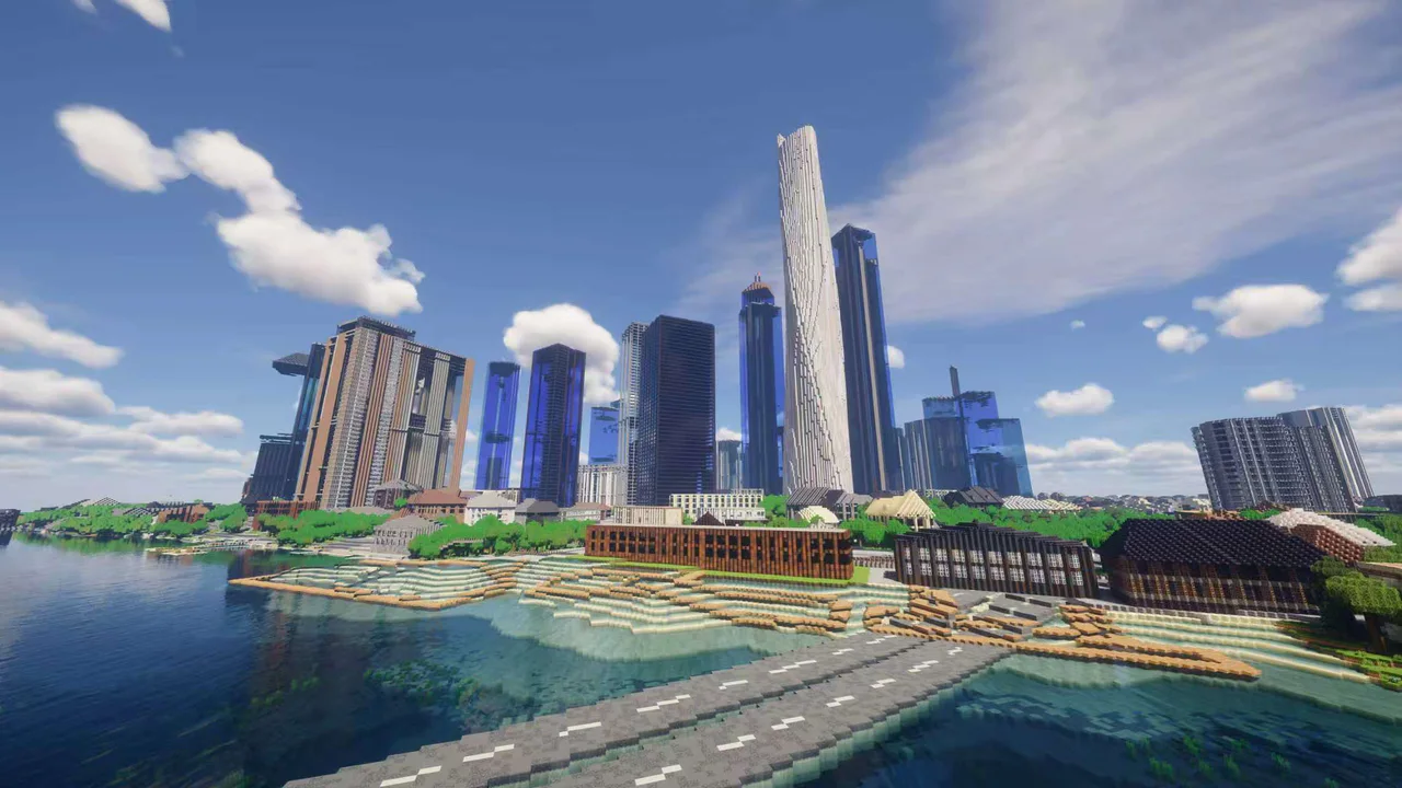 Huangpu waterfront — Shanghai Tower Minecraft map view