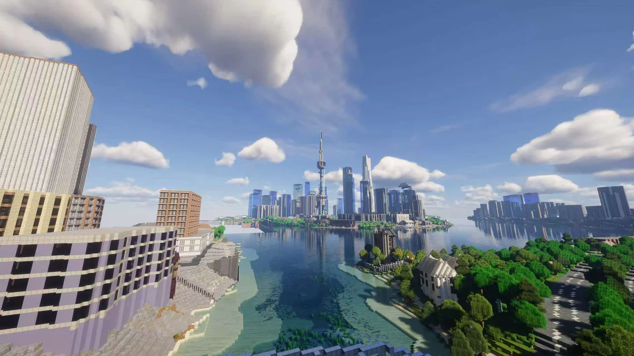 Lightweight exterior city — Shanghai Tower Minecraft map view