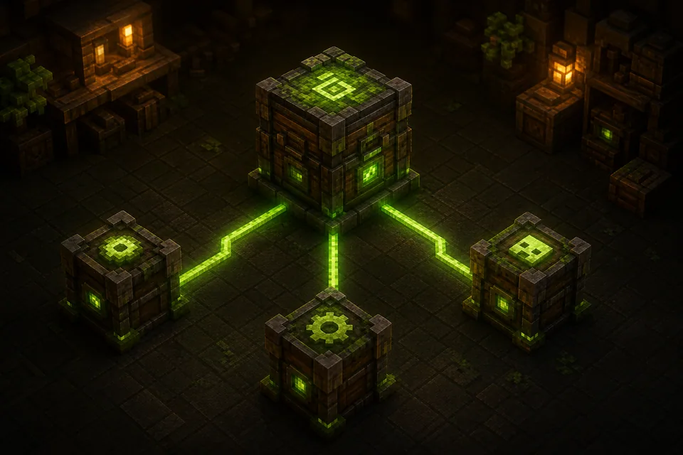 Voxel mod blocks connected to their required dependency crates