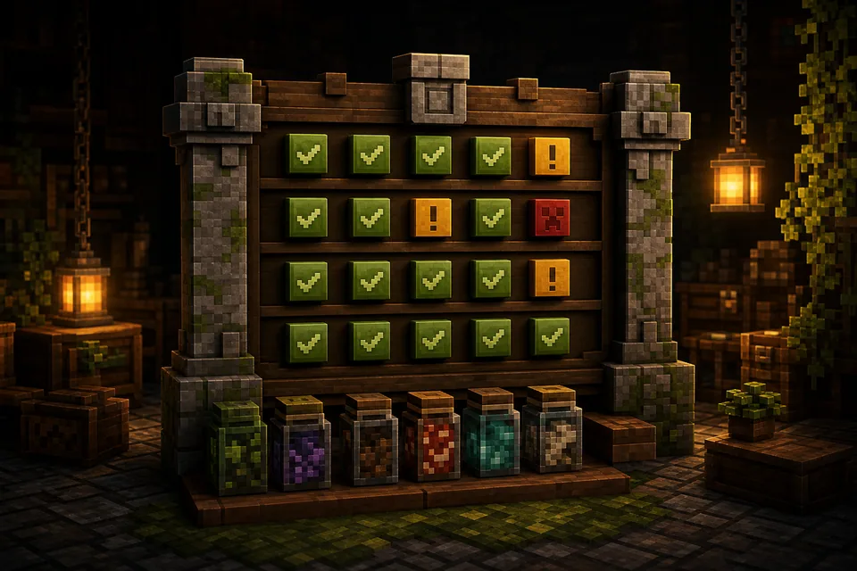 Voxel status board showing compatible and missing mod results